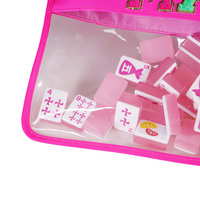 Sacs de rangement Mahjongg transparents cousus de luxe Zipper Top Blue Pink Mahjong Tile Bag avec logo