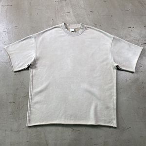 Wholesale Custom Summer Heavyweight 360g <b>Spray</b> Dye Flooded White Washed Aged Light Brushed High Quality Vintage Shirt - Product Image 3