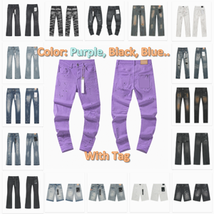 <span class=keywords><strong>Jean</strong></span> pour homme en denim de haute qualité, nouvelle collection de marque de créateur, coloris bleu, noir, violet, style streetwear, coupe skinny, slim, évasée, déchirée, délavée - Product Image 1