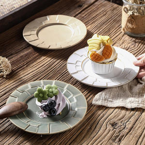 <span class=keywords><strong>Assiette</strong></span> à dessert en céramique faite à la main de couleur vintage, exquise pour le thé de l'après-midi, pâtisserie, gâteau, collation, petit plat - Product Image 2