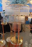 Colonne de fleurs en métal doré à 3 niveaux en acrylique cristal pour centres de table de mariage et décorations de fête