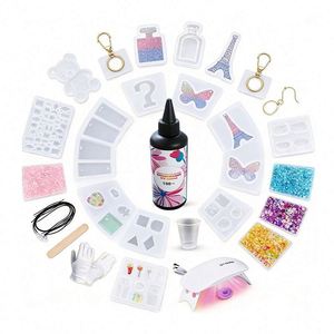 TOYSRUNNER Export Grade Jewelry Resin Making Kit for Play Use Hard Transparent Cure UV Light <b>Silicone</b> Molds <b>Tools</b> Accessories - Product Image 1