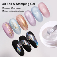 Gel UV/LED 3D à haute viscosité pour sculpture et estampage, effet miroir chromé, 4-en-1, pour transfert d'ongles 3D, OEM