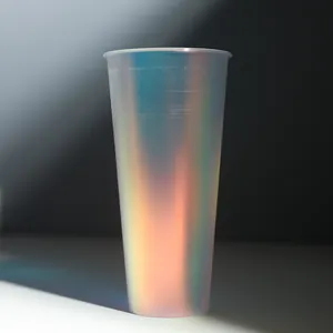 500 मिली 700 मिली 16 ऑउंस 22 ऑउंस यू-आकार का पीपी कप सस्ता सॉफ्ट प्लास्टिक बोबा बबल टी इंजेक्शन कप ढक्कन के साथ डिस्पोजेबल