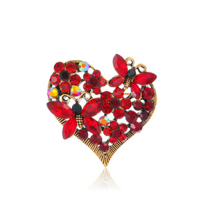 Broche Vintage de Cristal con Forma de Corazón, Broches de Diamantes Rojos con Forma de Estrella de Mar y Corazones de Durazno, Accesorios de Ropa - Product Image 1