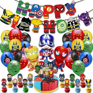 My Super Hero Prints Balloons With Happy Birthday Banner For Boy's Birthday Balloon Arch Kit Party Decoration