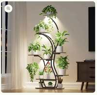Support à plantes en métal nordique moderne de luxe, grand support à fleurs incurvé à 5 niveaux avec base en ardoise, étagère d'angle pour la décoration de la maison