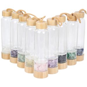 IMOGY Bottiglia d'Acqua in Vetro con Gemme da 500ml Senza BPA, Bottiglia in Cristallo per Bere Direttamente, Elixir Curativo al Quarzo, Adatta all'Acqua Bollente - Product Image 4