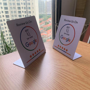 Grande taille 13.56Mhz programmable NFC Google Review présentoir personnalisé imprimé PVC NFC robinet pour examiner le support de <span class=keywords><strong>Page</strong></span> pour <span class=keywords><strong>Restaurant</strong></span> - Product Image 1