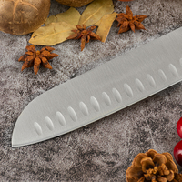Couteau Santoku de cuisine en acier inoxydable 5Cr15 de 7 pouces, écologique, avec manche ergonomique en bois Pakka