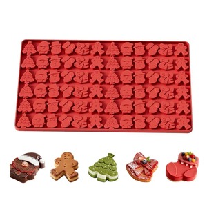 Custom Logo Nontoxic EcoFriendly Disposable <b>Mini</b> Christmas Candy Molds Silicone 72 Cavity Chocolate Mold Tree Santa Snowman Desi - Product Image 1