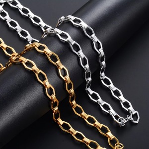 สร้อยคอเหล็กกล้าไร้สนิมขนาด 9 มม. ลายหกเหลี่ยม สำหรับผู้หญิงผู้ชาย ทำด้วยมือ สไตล์เรขาคณิต หนา  แบบโชคเกอร์ พังก์ร็อก  เครื่องประดับโลหะสำหรับผู้ชาย - Product Image 3