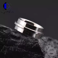 Gentdes Jewelry Blank Rings für Inlay 8MM Silver Titanium Band Herren Ehering