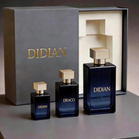 Flacon de parfum en verre vide professionnel de 30 ml, 50 ml, 100 ml avec pompe pulvérisatrice dorée et boîte d'emballage personnalisée pour coffret de parfum de luxe
