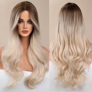 Wholesale Premium Futura Heat Resistant Fiber Natural Wavy Blonde Mono Lace Front Synthetic <strong>Wig</strong> <strong>Monofilament</strong> Lace <strong>Wig</strong> - Product Image 3