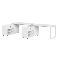 Bureau modulaire 1, 2, 4 ou 6 places pour espace de travail ouvert, avec cloison simple et meuble mobile pour poste de travail du personnel