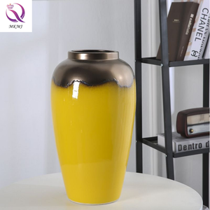 Florero grande amarillo seco para sala de estar, decoración de arreglo de <span class=keywords><strong>flores</strong></span> para hotel, jardín, luz de lujo, gran jarrón de sol de piedra - Product Image 6