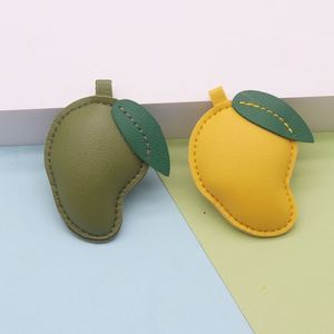 HOT Cute Leather <b>Car</b> Food Toy Doll Keychain Fruit Jewelry Making Charm Pendant Sublimation Leather mango <b>Key</b> Chains Gift Womens - Product Image 3