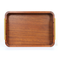 Plateau en bois au design moderne avec poignée de transport 26x36x8,5 cm, accessoire de table à manger portable et mobile