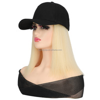 Casquette Perruque Cheveux Synthétiques Bob Courte de Haute Qualité en Gros, Casquette de Baseball avec Perruque Noire pour Femmes