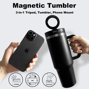 40 oz Tumbler with Handle and Straw Magnetic Phone Holder Tripod Lid for Car Phone Holder Stainless Steel Bottle with MagSafe - Product Image 5
