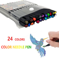 Stylos marqueurs pour journal artistique et scrapbooking, pointe fine 0,4 mm, 24 couleurs, stylo fineliner noir