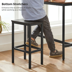 Sillas de cocina de madera de metal industrial Taburete de bar moderno <span class=keywords><strong>Taburetes</strong></span> de Bar de cocina con reposapiés - Product Image 3