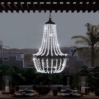 Lanterne solaire LED suspendue en cristal moderne et élégante, lustre en métal pour l'extérieur, décoration de jardin, lumière blanche chaude/froide
