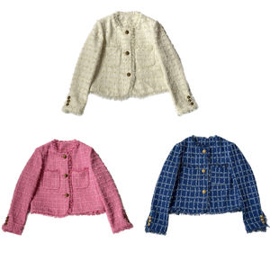 Nouveau design de costume en laine mélangée pour femmes <span class=keywords><strong>Trench</strong></span>-coat en tweed à manches longues pour femmes - Product Image 4