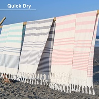 100% Cotton Turkish Beach Towels Ultra Soft Strip Beach Towel Custom Quick Dry Cotton Towel With Tassels