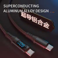 Câble USB C tressé personnalisé OEM 1,2 m 2 m de longueur 60 W avec affichage numérique LED 3A Type C vers C PD Câble de charge rapide pour téléphone portable
