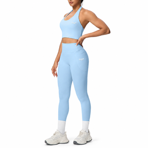 Ensemble <span class=keywords><strong>de</strong></span> yoga pour femme en nylon et élasthanne, taille haute, anti-transparence, effet push-up, séchage rapide, avec poches, pour la gym, le yoga, la course et l'entraînement - Product Image 3