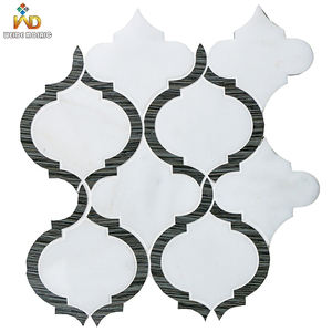 Mosaïque de pierre de Thassos grecque, mélange de marbre gris foncé poli, jet d'eau, arabesque, lanterne de <span class=keywords><strong>Marrakech</strong></span>, pour sol et mur intérieurs - Product Image 1