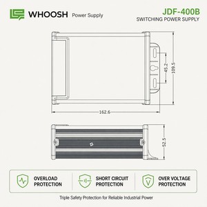 Fuente de Alimentación Conmutada LED para Exteriores JDF-400B-12, Económica, Resistente a la Lluvia, IP62, 400W, 16.7A, 12V CC, Alta Eficiencia - Product Image 3