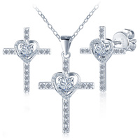 Ensemble de bijoux pour femme, collier et boucles d'oreilles en forme de cœur en moissanite, argent sterling 925