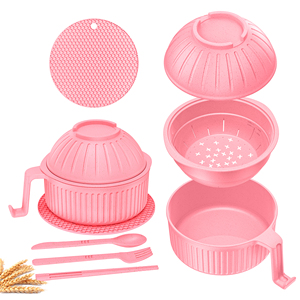 Custom Logo Cereal Bowls Food Container Plastic Plates Wheat Straw Bowl Instant Noodle Microwave <b>Ramen</b> Bowl <b>Set</b> - Product Image 4