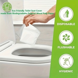 Protège-sièges de toilettes jetables portables pour voyage, camping, hôtel – Tapis de toilettes biodégradables et solubles dans l'eau en papier - Product Image 3