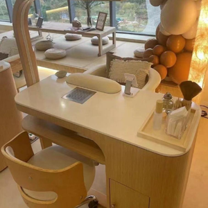 Modern Ins Stainless Steel Salon Furniture Single Manicure <b>Table</b> with <b>Marble</b> <b>Top</b> Nail Lamp Eco-Friendly Durable for Nail Bar Use - Product Image 3