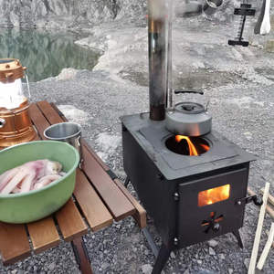 موقد حديث قائم بذاته من الفولاذ لحرق الأخشاب للتخييم في الهواء الطلق وموقد سجل الطبخ مشمول - Product Image 6