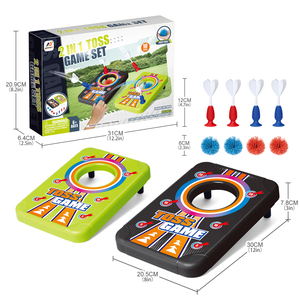 Jeu de lancer 2-en-1 pour enfants, cible de fléchettes à pointes souples et mini jeu de <span class=keywords><strong>Cornhole</strong></span> avec 4 fléchettes et 4 balles pelucheuses, jouet de lancer intérieur/extérieur - Product Image 2