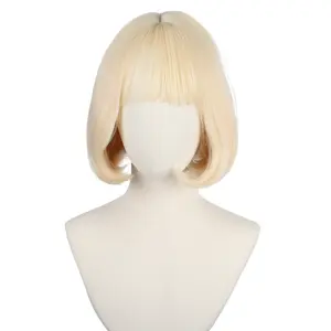 Anxin Blonde Anime Cosplay Wigs Adults Golden Short Wig with Bangs