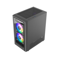 Boîtier PC en acier de type Mid-Tower avec panneau latéral en maille pour ordinateurs de jeu Micro ATX/MATX, contrôle RGB