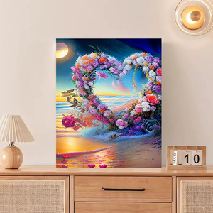 Peinture par numéros <span class=keywords><strong>coeur</strong></span> fleurs bord de mer artisanat mur Art photo <span class=keywords><strong>dessin</strong></span> peinture Kit bricolage ensemble pour décors à la maison 40x50 - Product Image 6