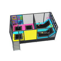Mini Trampolín Zona de Juegos para Niños Cama Elástica de Interior Parque de Trampolines con Aro de Baloncesto para Niños y Adultos