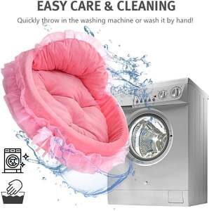 Princesa mascota sofá cama cojín ortopédico cachorro gato sofá para perros pequeños Base antideslizante felpa lavable Rosa linda princesa perro cama - Product Image 3