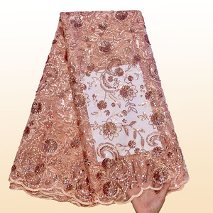 2025 alta qualità francese nigeriano netto di pizzo <span class=keywords><strong>eleganti</strong></span> <span class=keywords><strong>abiti</strong></span> da sposa ricamati 5 iarde africano Tulle maglia paillettes <span class=keywords><strong>per</strong></span> - Product Image 3