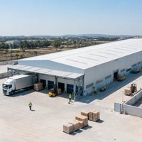 Entrepôt préfabriqué en structure métallique à grande portée, bâtiment industriel en acier multi-portes, taille personnalisée pour usine, atelier, stockage