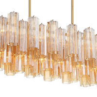Lustre linéaire en verre de luxe moderne français, luminaire suspendu personnalisé pour villa, salle à manger, îlot de cuisine, maison