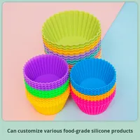 Moules de cuisson ronds en silicone jetables pour muffins, gâteau, pouding et gâteau de riz-Lavage facile à la main uniquement