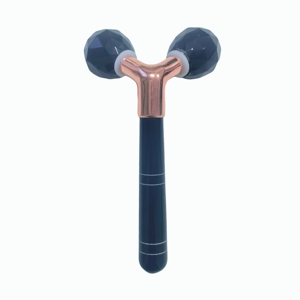 Herramientas de Masaje Facial en Forma de Y de Obsidiana Negra, Rodillo Facial 3D con Facetas - Product Image 1